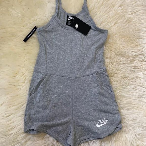 NIKE WOMEN'S SPORTSWEAR NSW GYM VINTAGE ROMPER in Grey Slip On Comfy Stylish - Picture 6 of 8